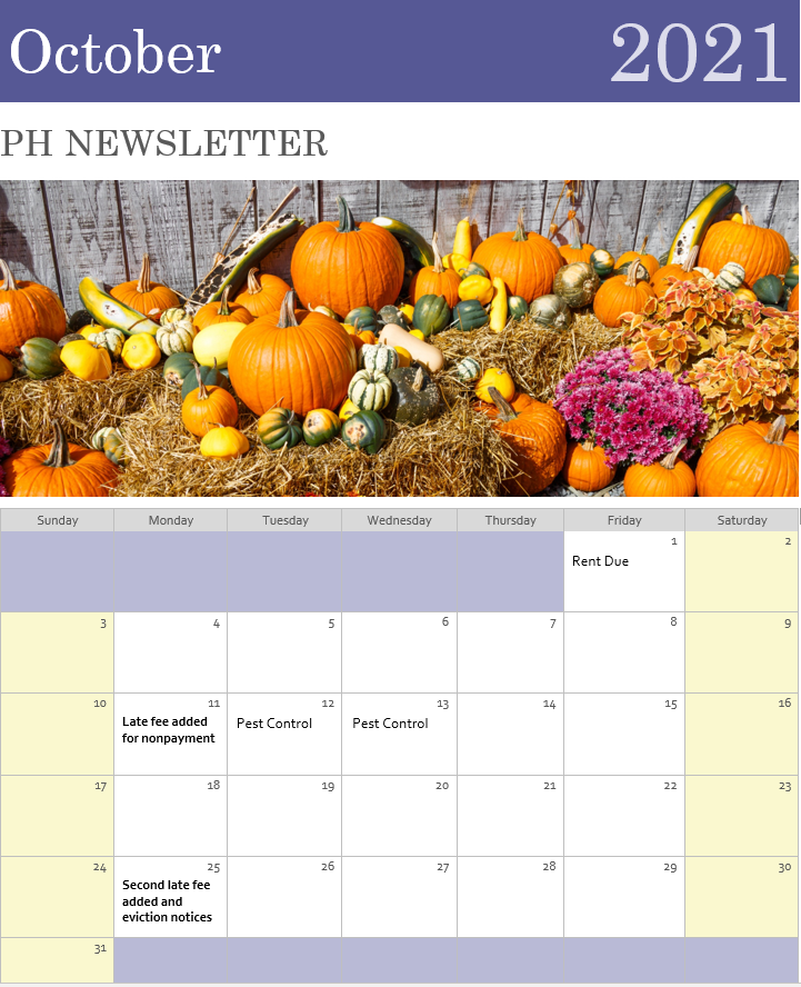 October Calendar