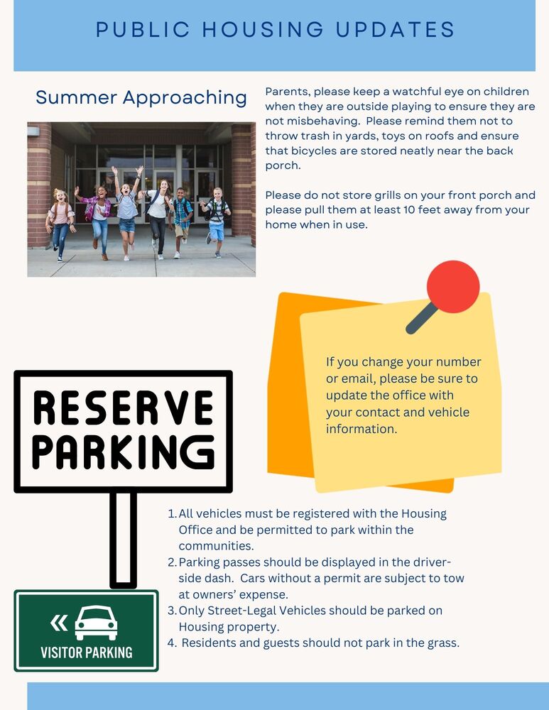 Parking Update/ Summer Approaching