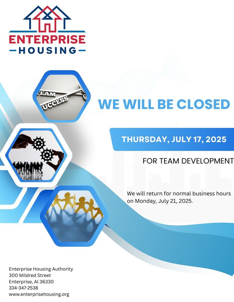 blue and white Office closure notice