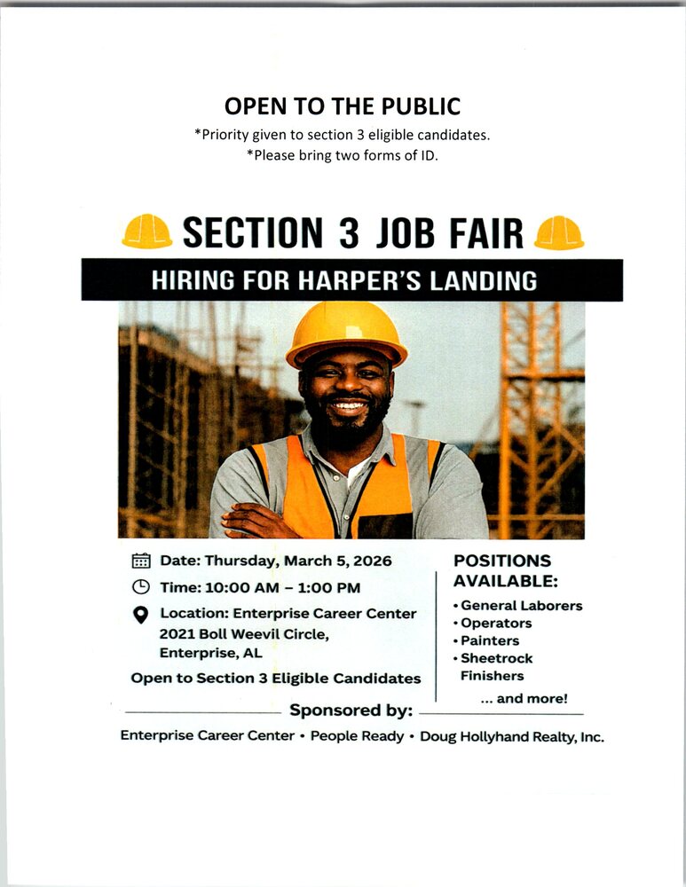 Flyer for the job fair providing date, time, location and positions hiring for.  All information also included in the body of the post.