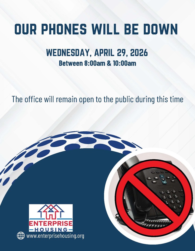 A picture of a phone with a crossbar through it explaining that there will be no phones working at the office between 8 am and 10 am on Wednesday, April 29, 2026