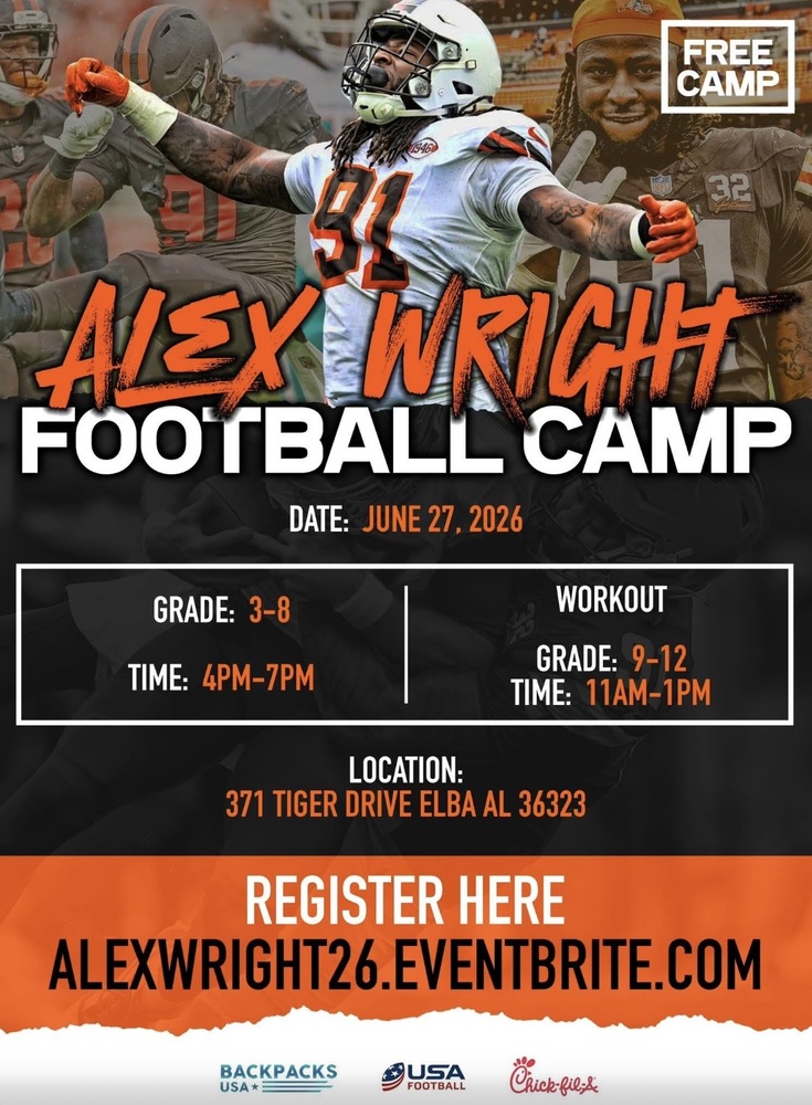 Flyer providing information about the free football camps held on June 27, and how to register