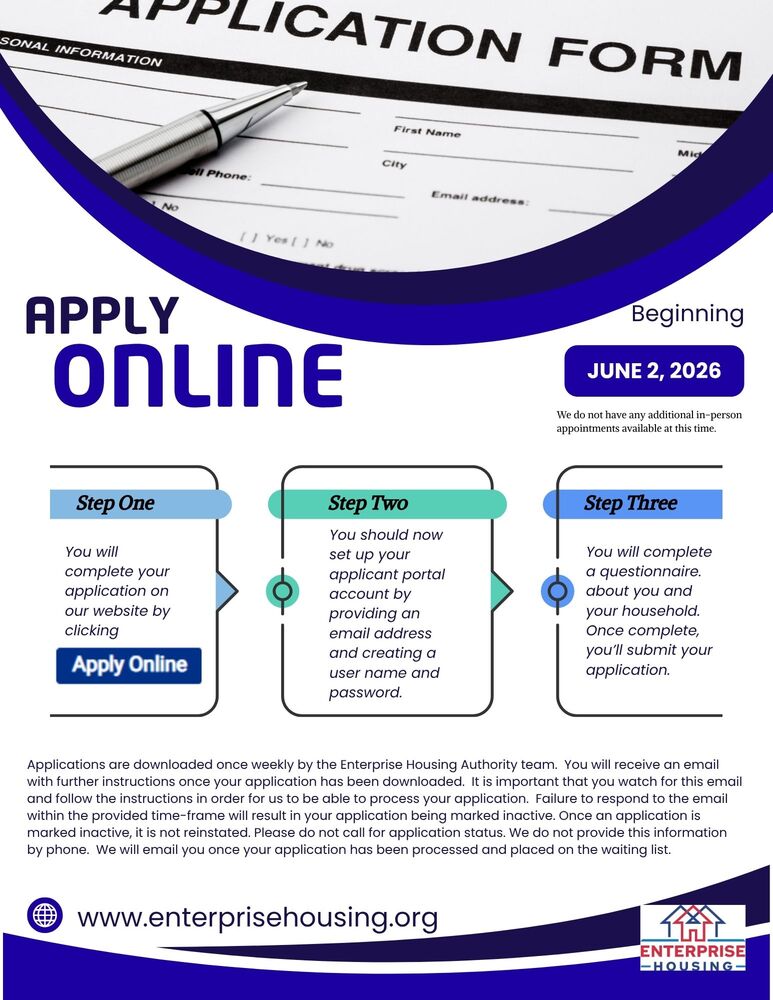 Apply Online. Details below.