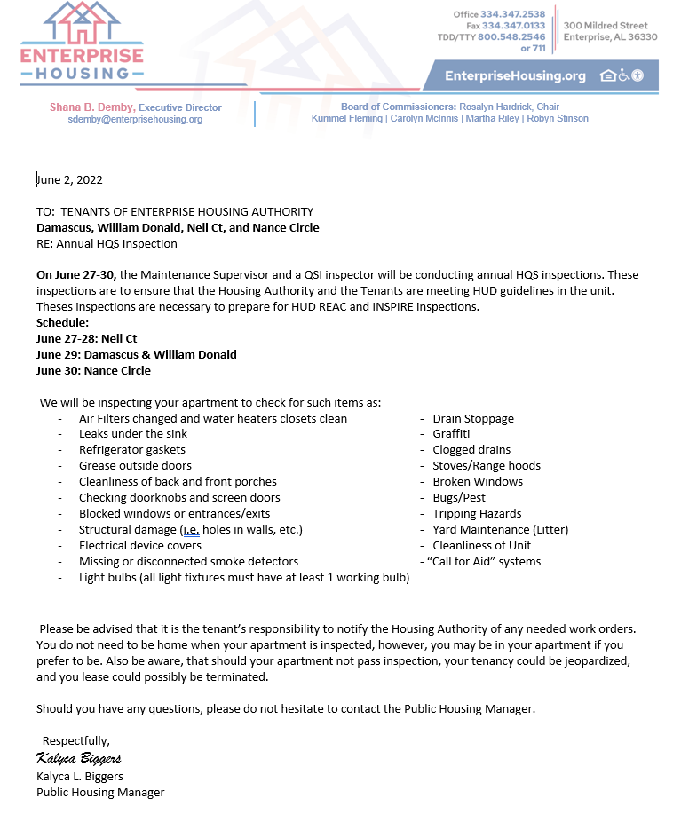 Housing Inspections